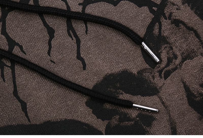 Rosesand - Unisex hoodie met lange mouwen, grafische print en letters, losse pasvorm en rits