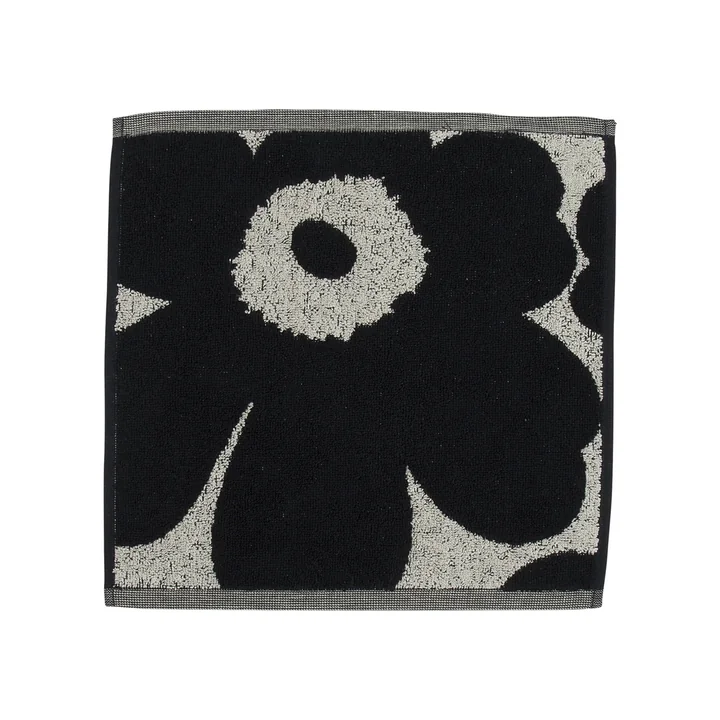 Marimekko - Unikko Jacquard Mini-Handtuch 30 x 30 cm, baumwollweiss / dunkelblau