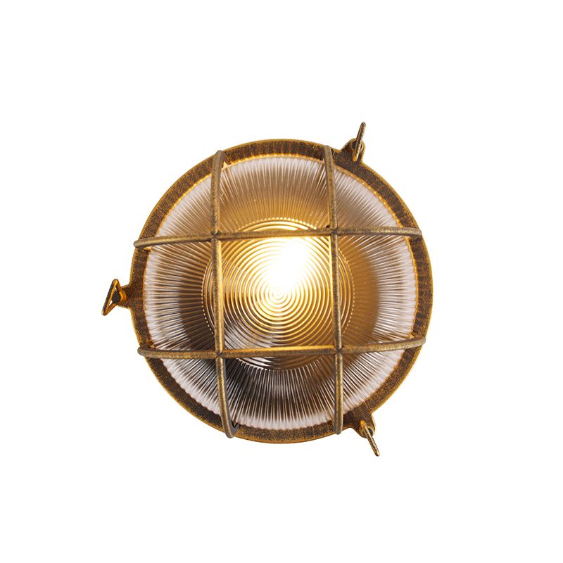 Wand- en plafondlamp goud/messing rond IP44 - Noutica