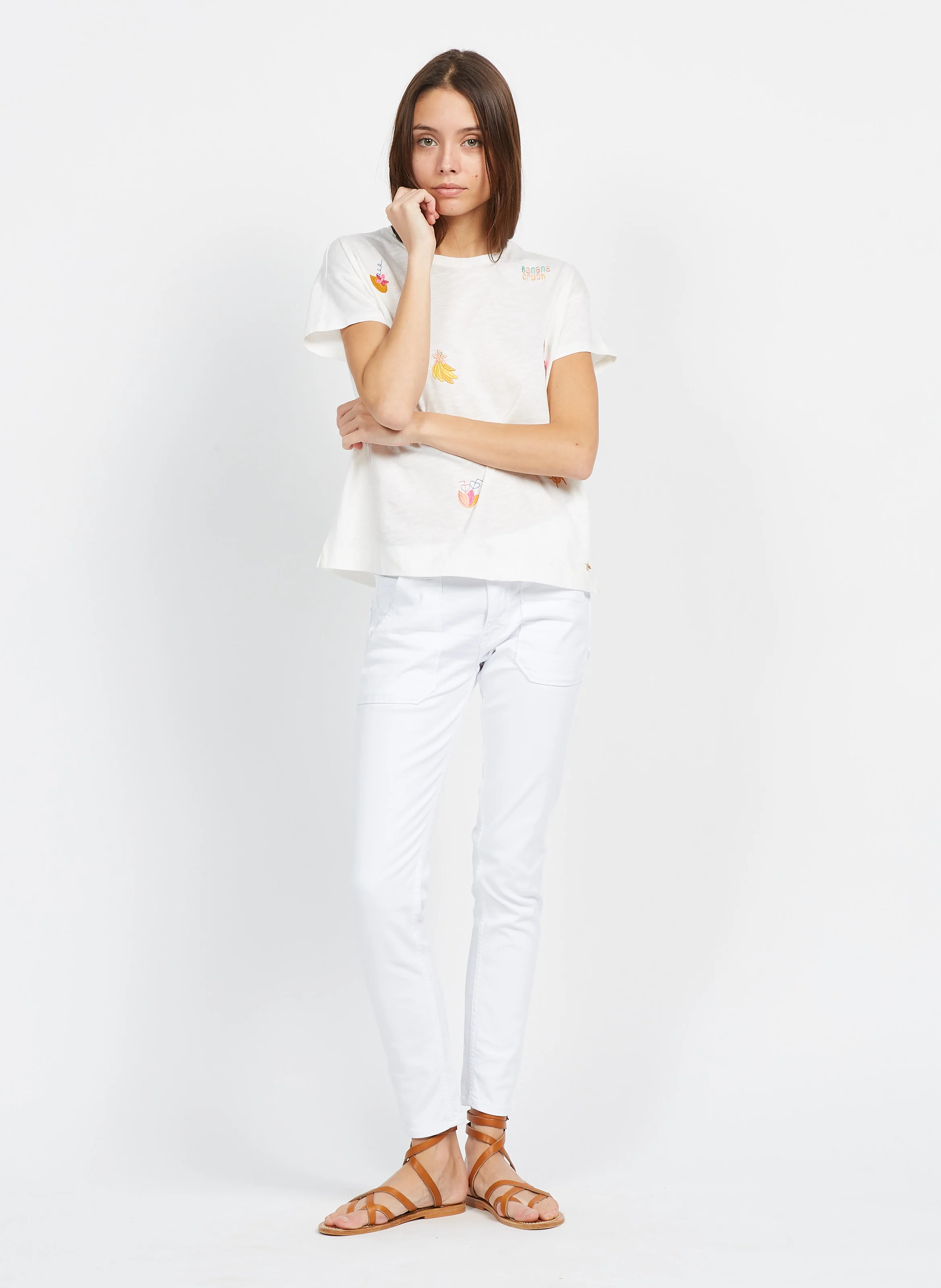 PIERCE - Jean slim en coton mélangé | Blanc