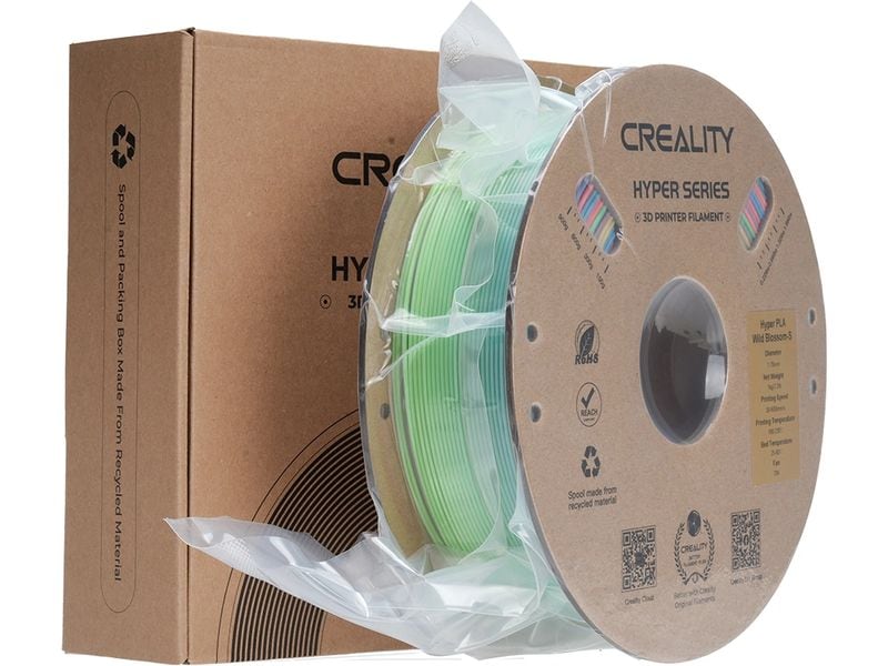 Creality Filament PLA Hyper, Regenbogen, 1.75 mm, 1 kg Hochwertiges 1.75 mm PLA Hyper Filament für 3D Drucker