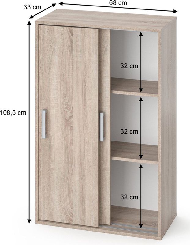 Vicco - Falk Kledingopslagkast - Sonoma - 68 x 108.5 cm - Schuifdeursysteem