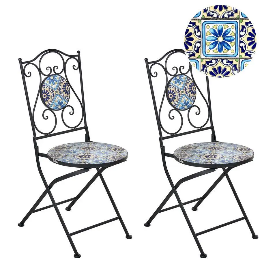 AGGIUS - Set van 2 tuinstoelen - Zwart - IJzer