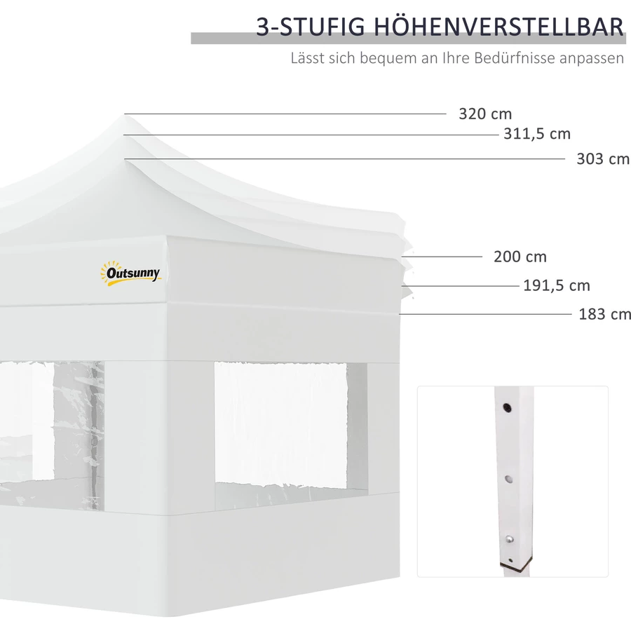 Outsunny Pavillon mit Seitenwänden weiß