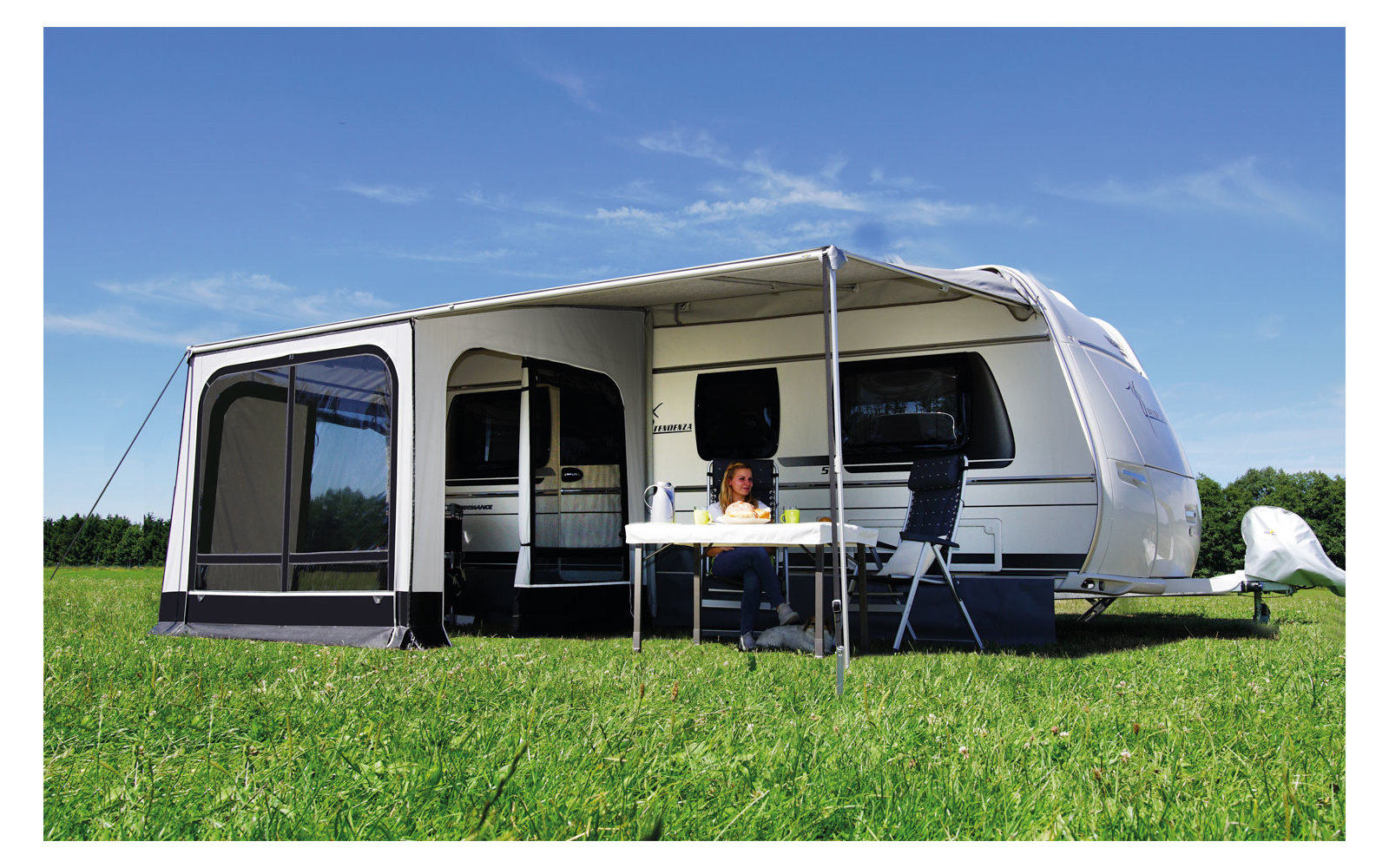 Wigo Rolli Plus Ambiente 250/5 Volleingezogenes Markisenzelt Umlaufmaß 841-875 cm