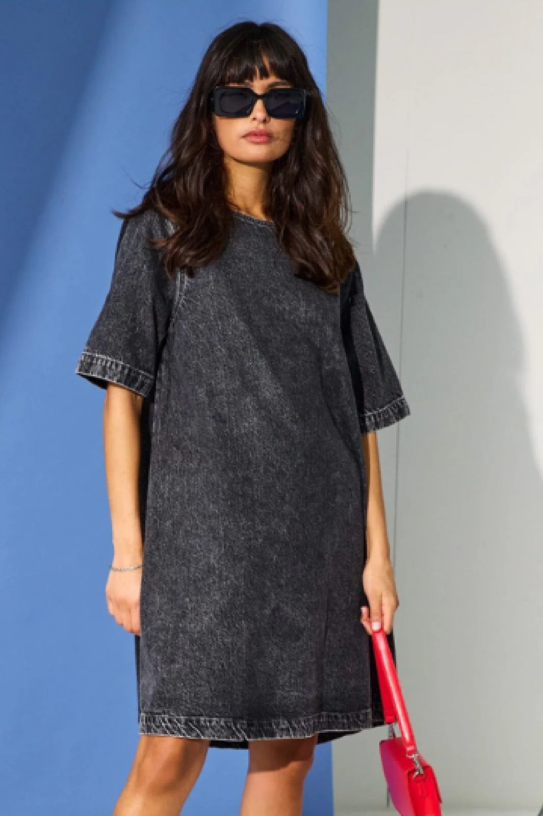 Only Onlgigi S/S A-Shape Dress Azg 4651929 dark grey denim