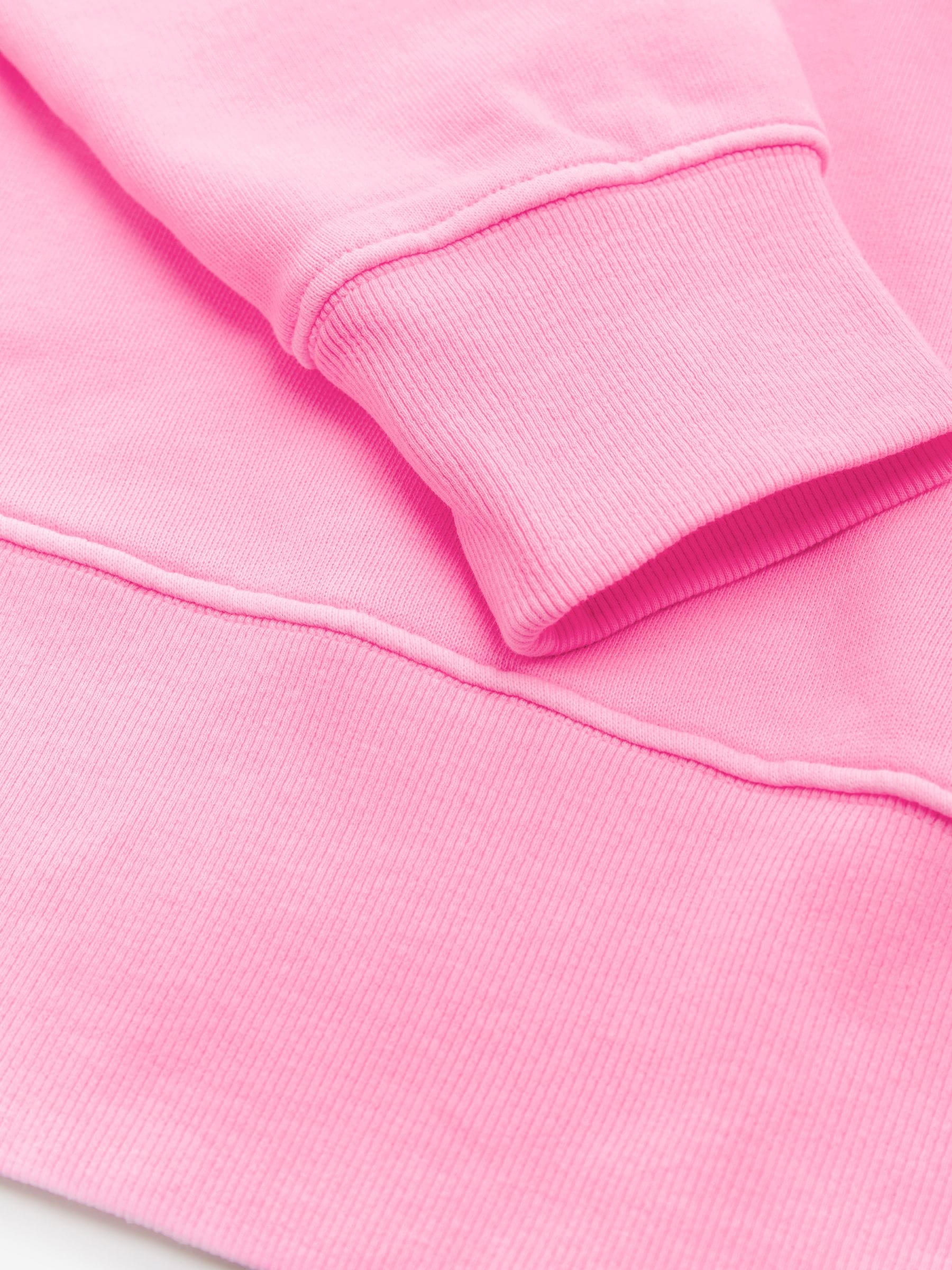 Roze bloemetjes - Sweatshirt met wassing, ronde hals en ongelijke zoomafwerking van katoen