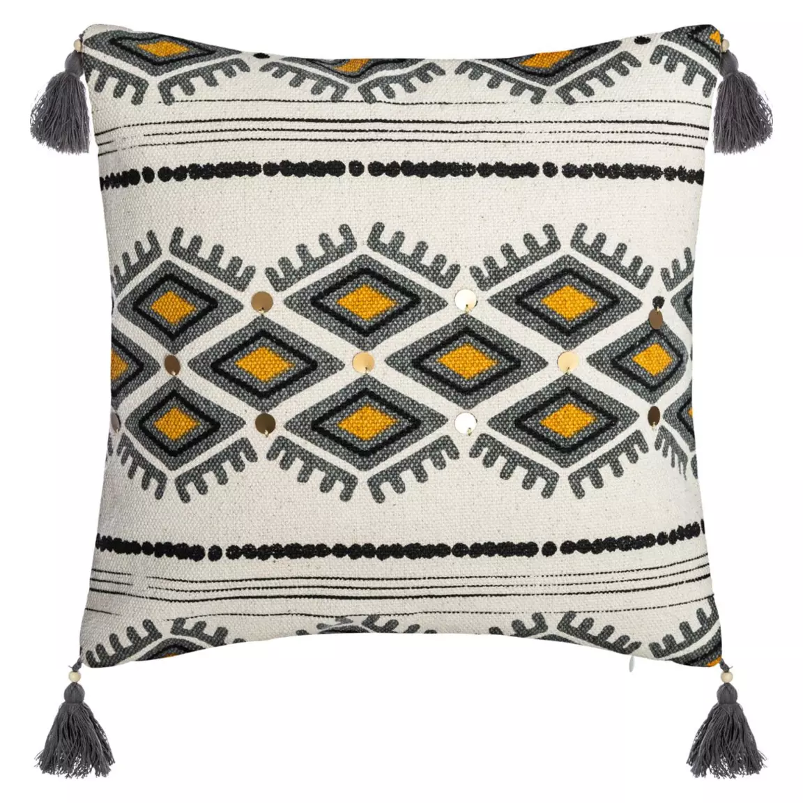 Housse de coussin carrée coton (40 x 40 cm) Azteq Pampil Ecru