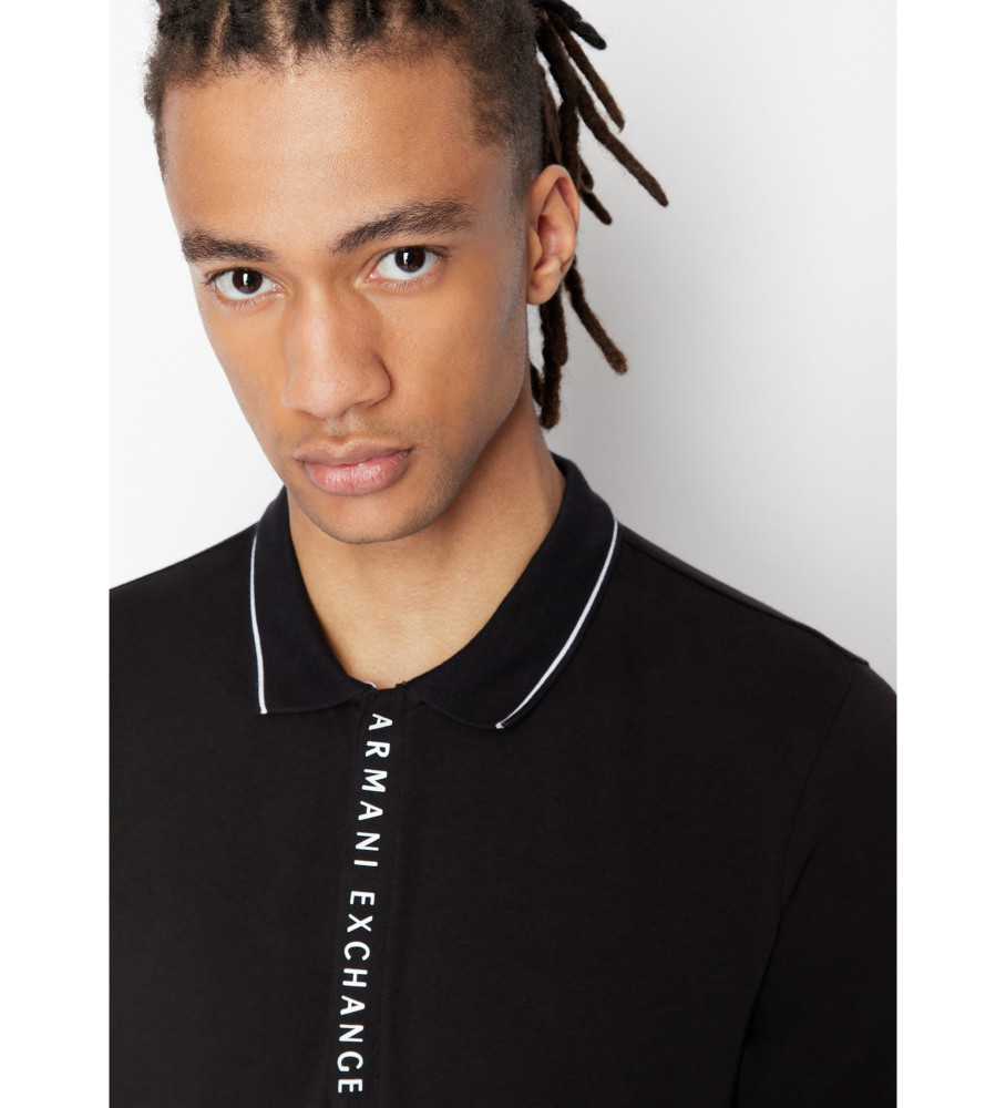 Camisa polo Armani Exchange, algodão elástico, preta