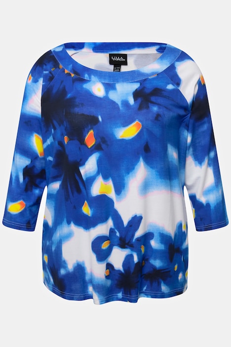 Shirt, Blüten, Classic, Rundhals, 3/4-Arm