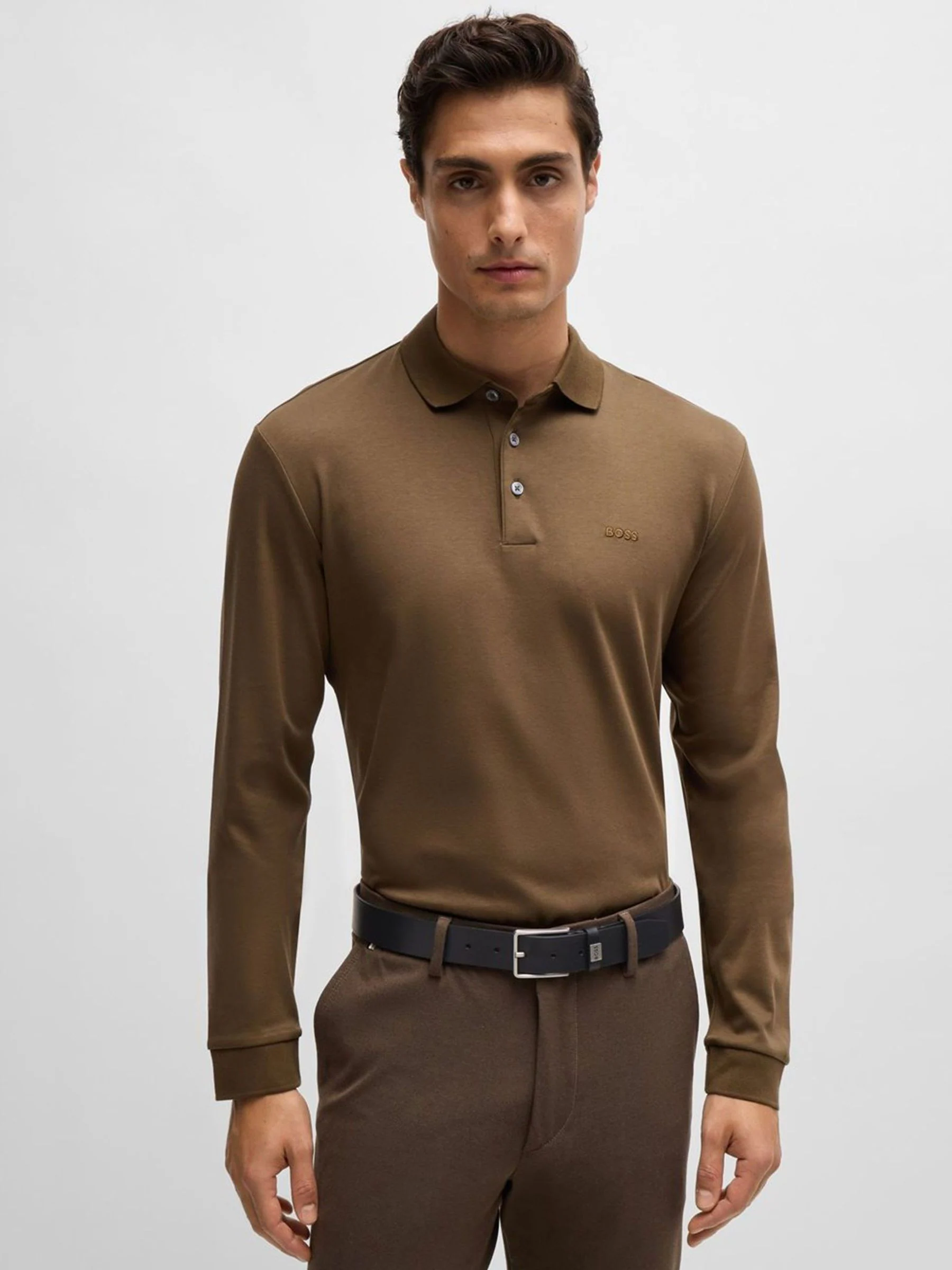 BOSS Elio Italiaanse leren riem met logo