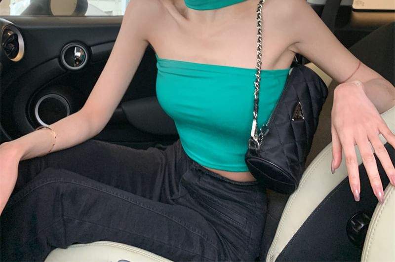 Robynn - Halter Effen Crop Top