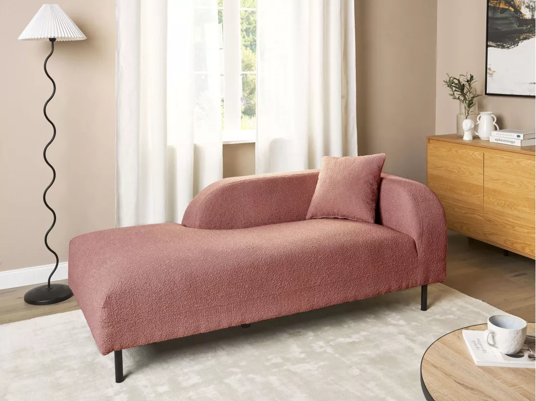 Chaise longue à droite rose bouclé LE CRAU
