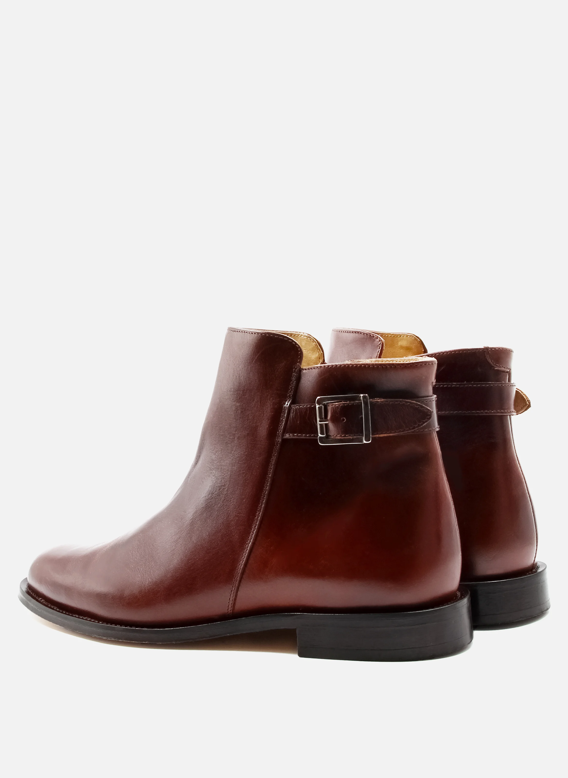 Boots à boucle cuir lisse | Marron