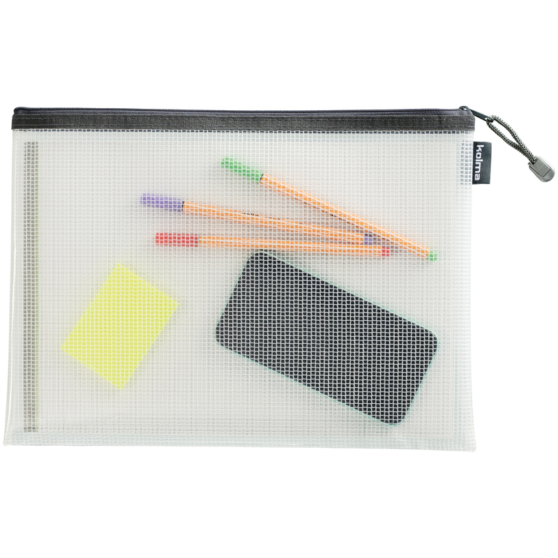 Kolma Reissverschlusstasche Mesh Bag, A4, transparent/schwarz
