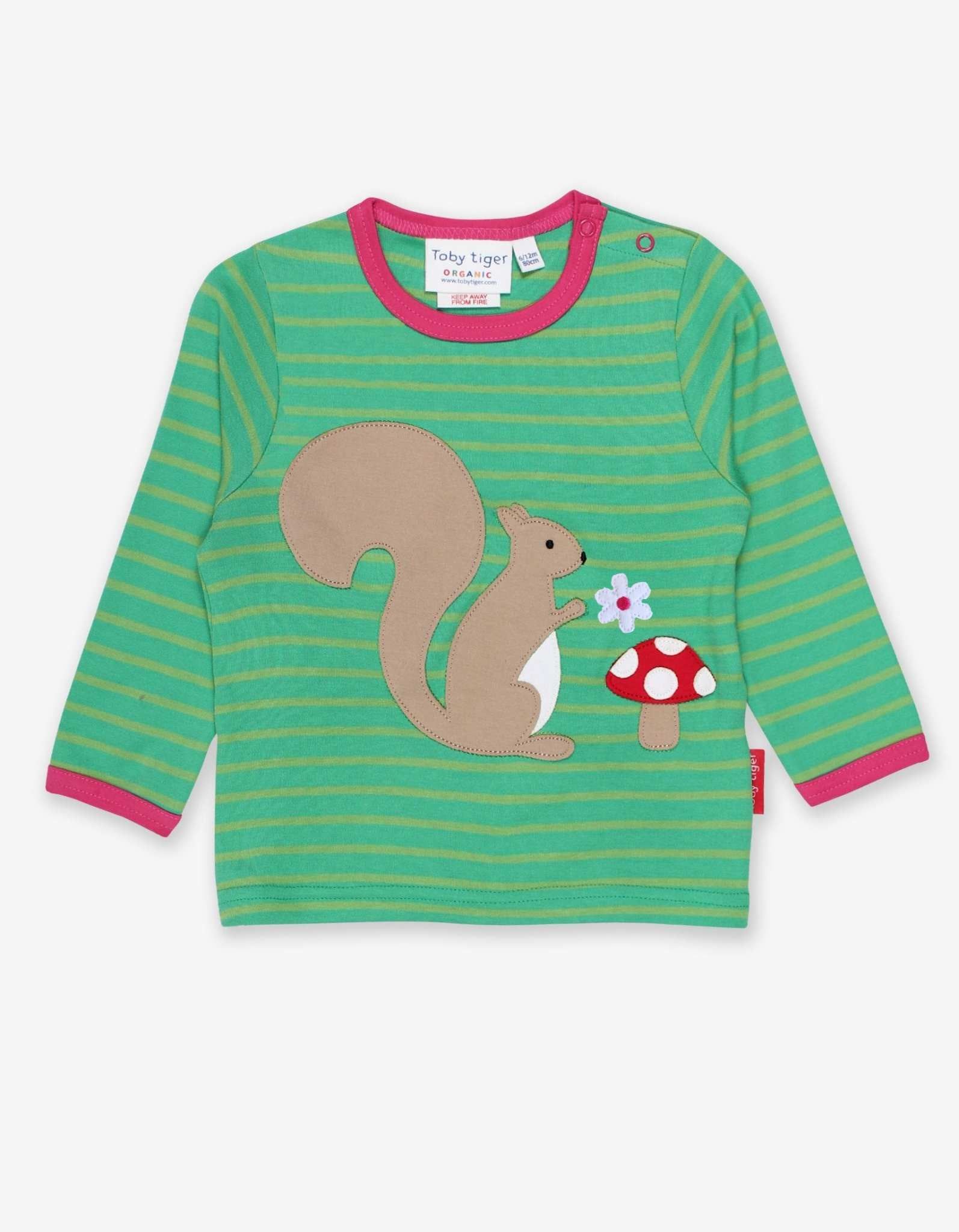 Toby Tiger Langärmeliges T-Shirt mit Eichhörnchen-Applikation