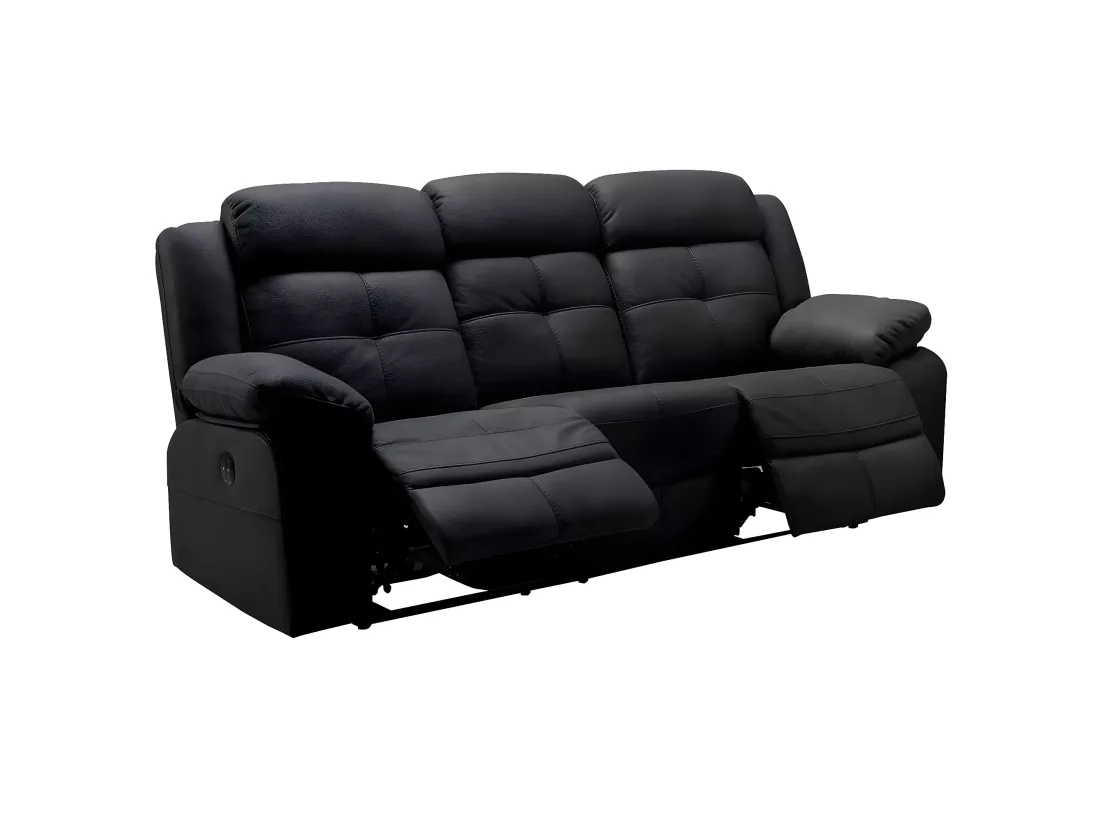 FABARES - Canapé Relax Electrique 3 Places Gris