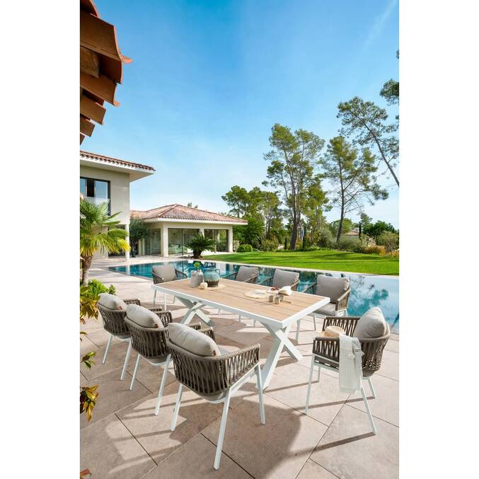 Lot de 2 fauteuils de jardin ORIENGO Taupe & Blanc