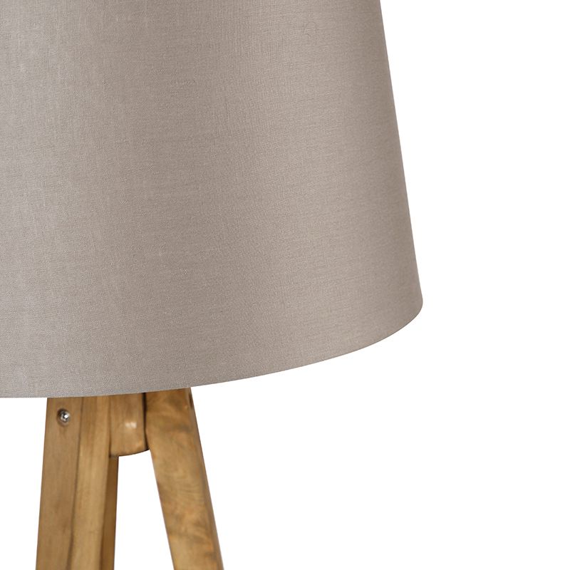 Landelijke tripod vintage hout met linnen kap taupe 45 cm - Tripod Classic