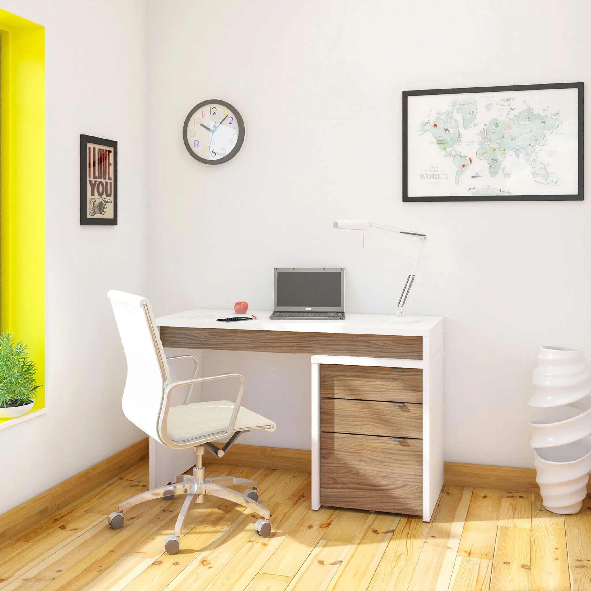 Nexera Surface de Travail Réversible Liber-T - Blanc et Noyer