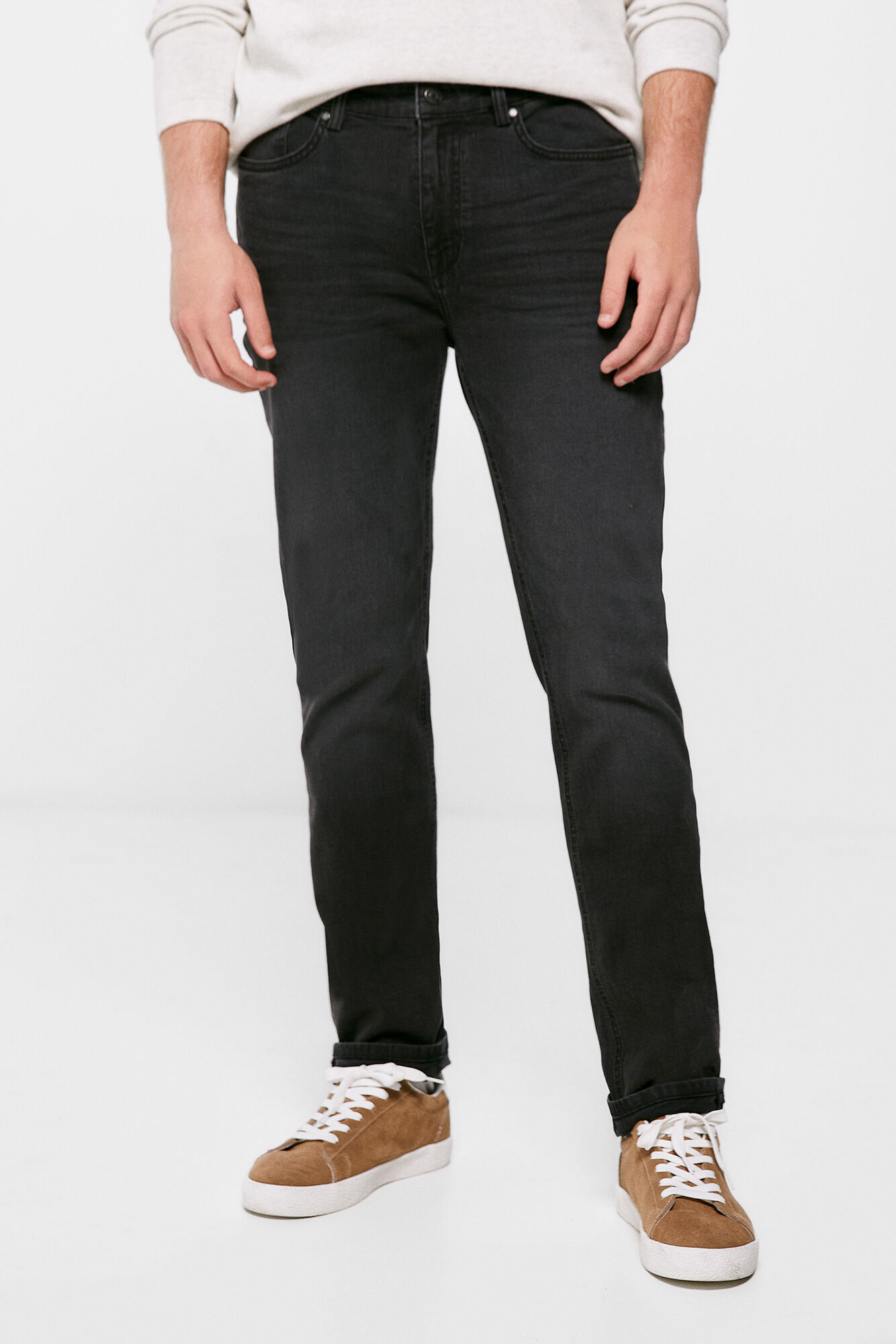 calça jeans skinny preta lavada