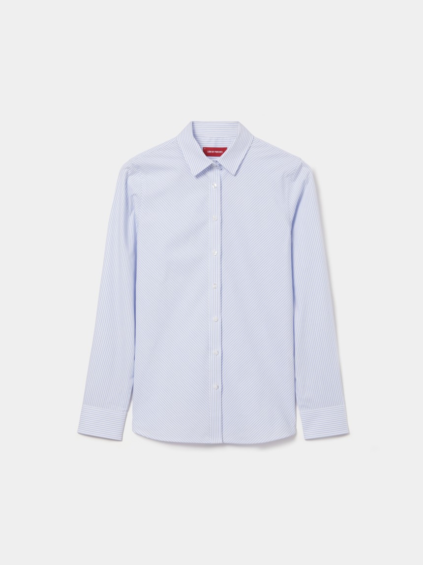 Camisa regular fit às riscas em algodão