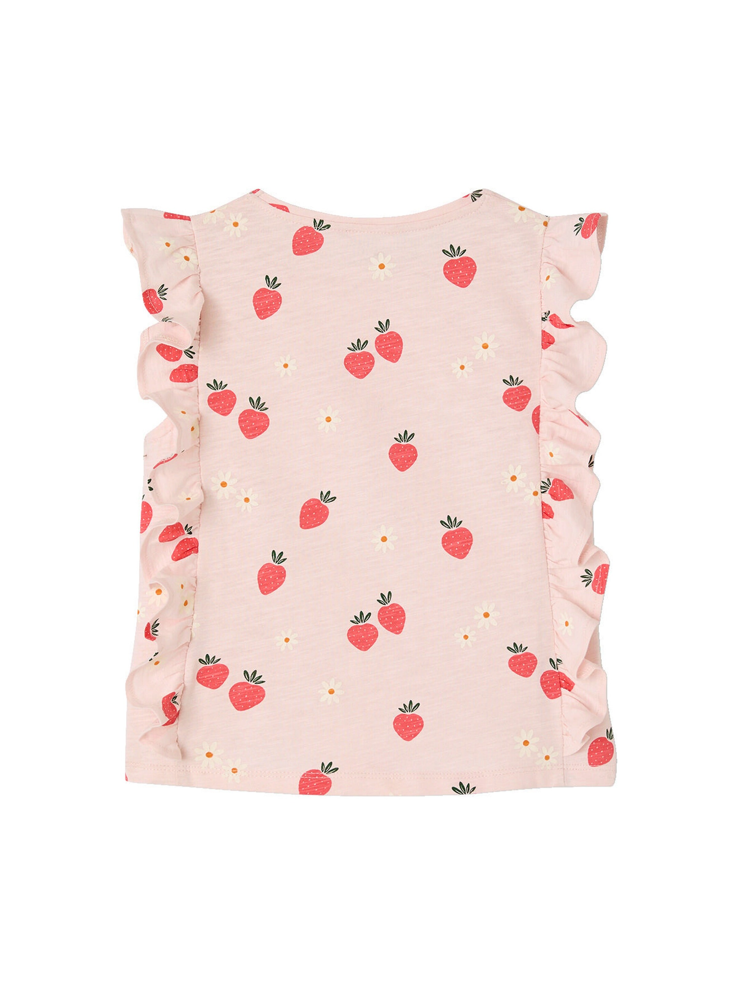Vertbaudet Mädchen T-Shirt mit Volants und Erdbeeren hellrosa