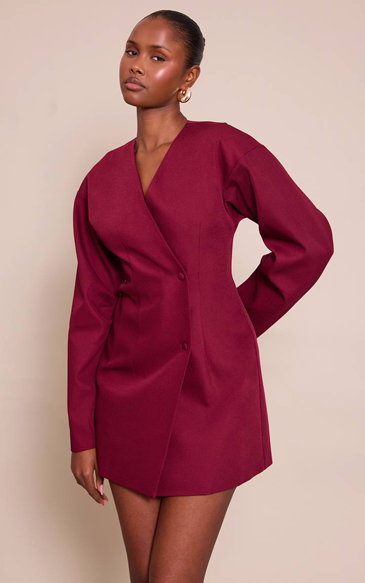 Prune Robe Blazer Tissée À Manches Ballon