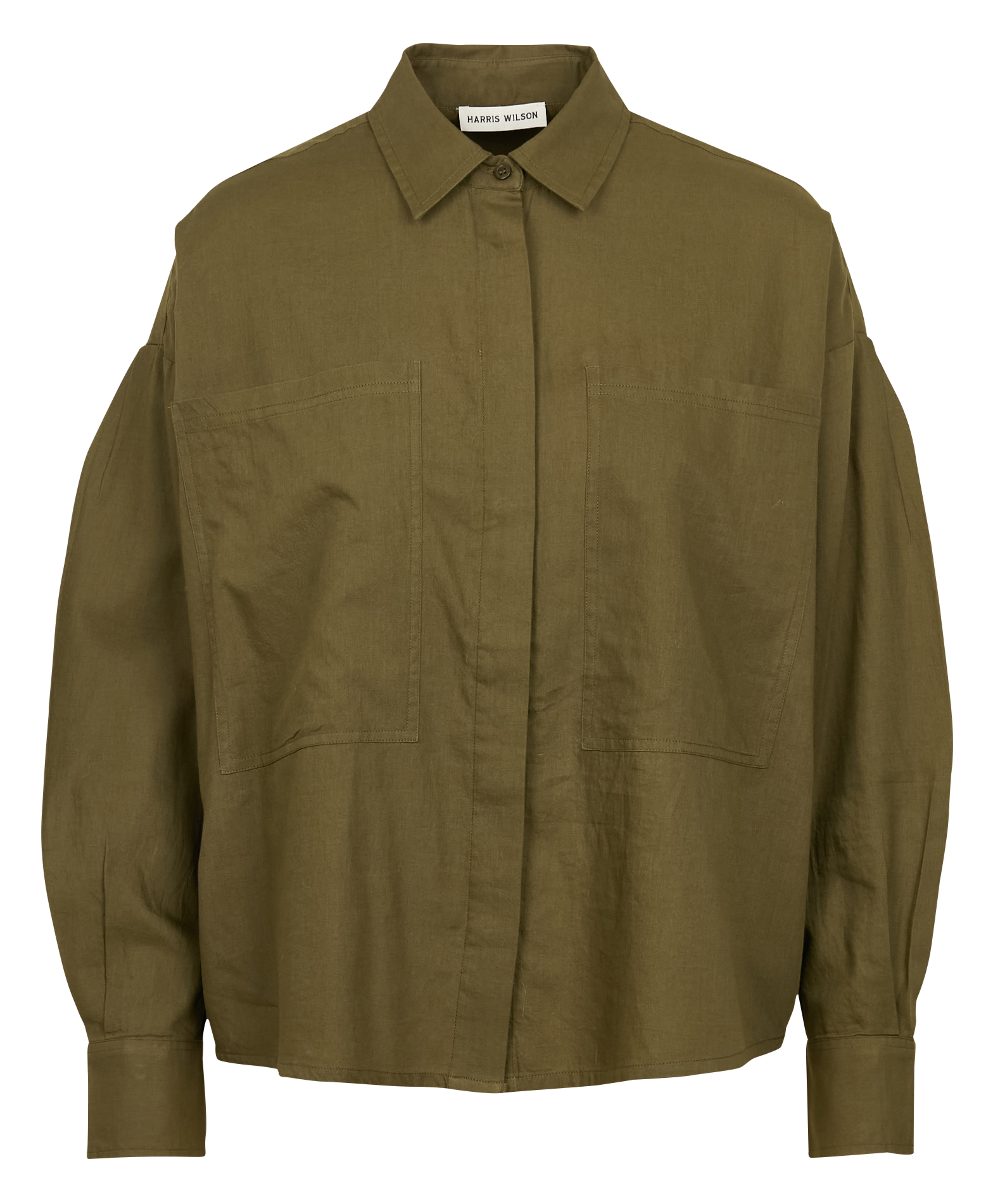 FIBY - Chemise oversize col classique en coton | Kaki