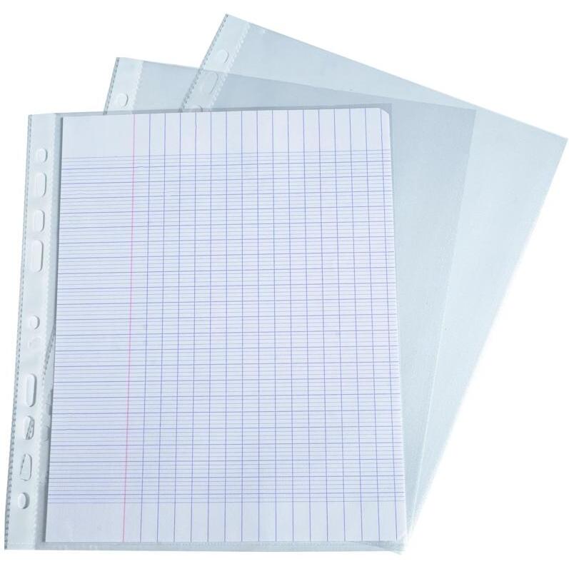 Sachet de 10 pochettes perforées polypropylène grainé format écolier - 17x22cm