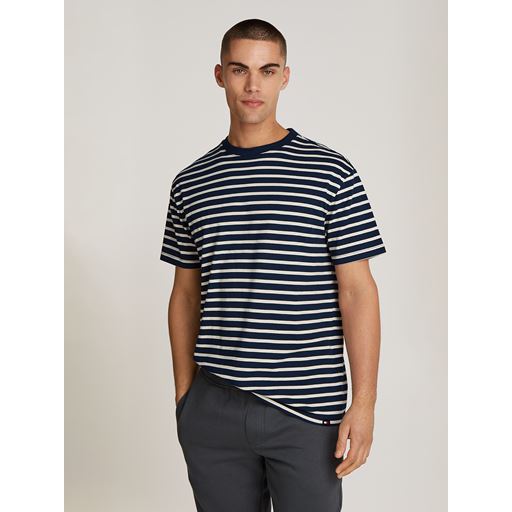 Tommy Jeans Breton Stripe T-shirt, Dark Night Navy/Newsprint Stripe, XL