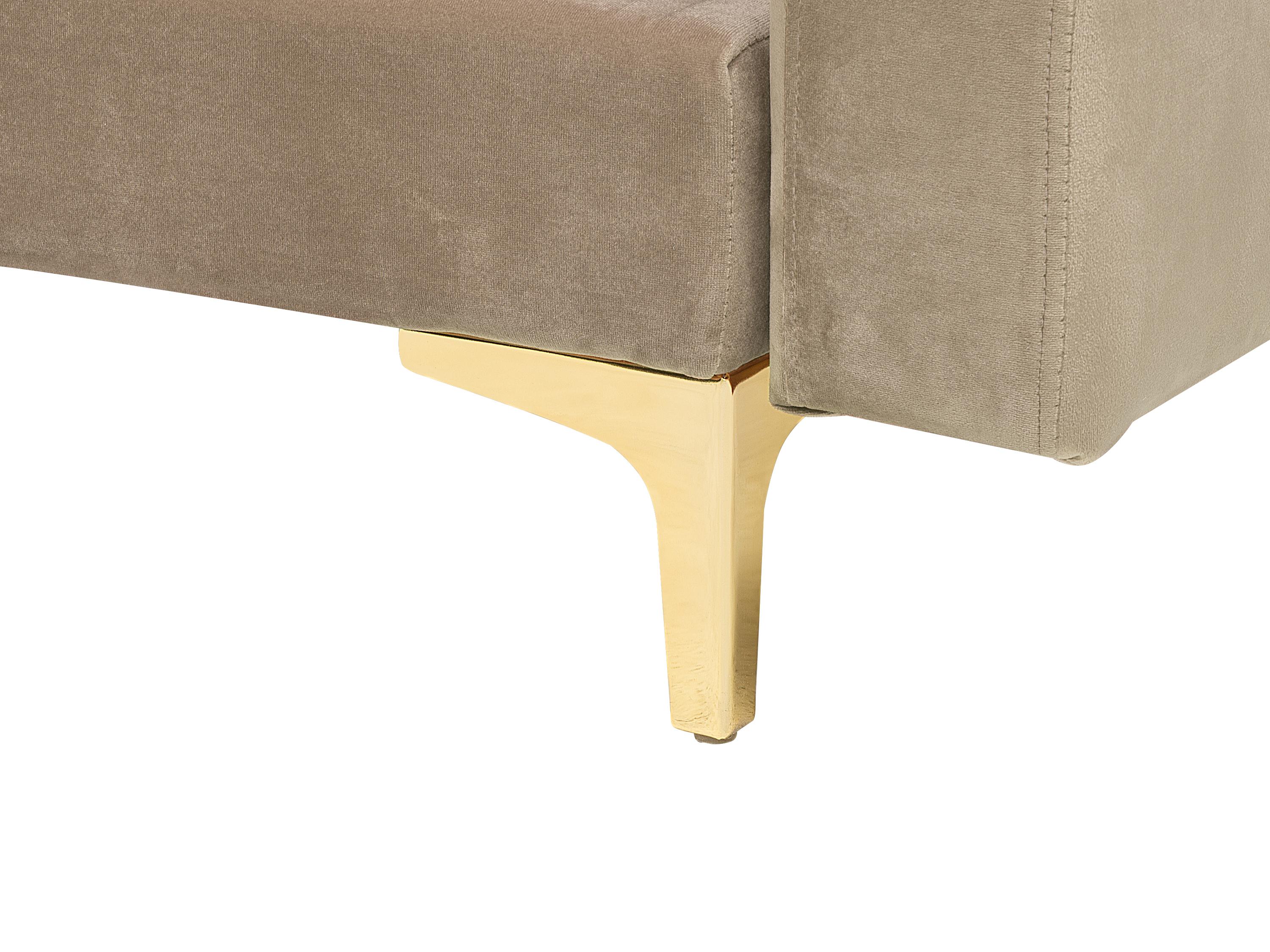 Modulaire hoekslaapbank 4-zits ABERDEEN Fluweel Zandbeige rechtszijdig