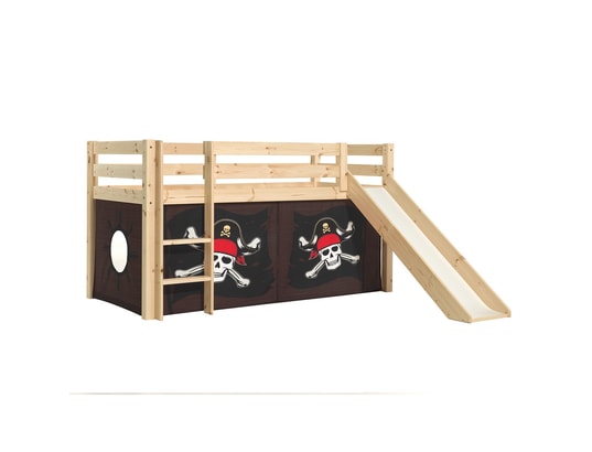 VIPACK - Lit mi-hauteur 90x200 toboggan sommier inclus housse pirate...