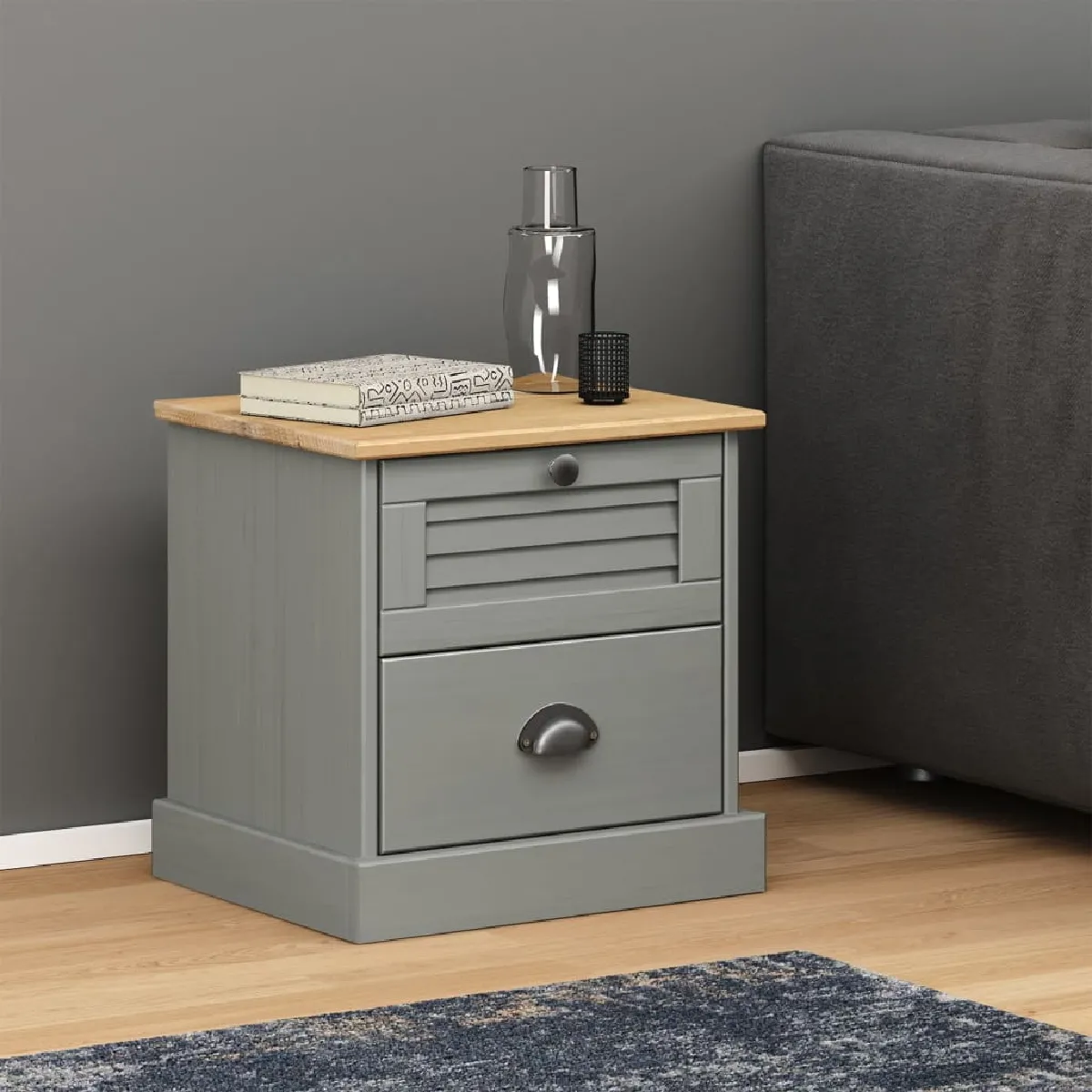 vidaXL Table de chevet VIGO 42x35x42 cm - Gris