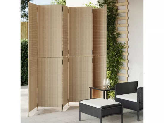 Cloison de séparation 6 panneaux beige résine tressée