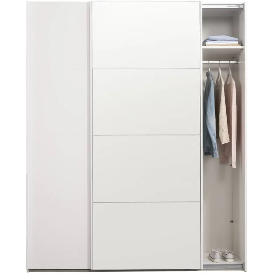 Schuifdeurkast Bergamo - wit/spiegel - 221x178,5x66,6 cm