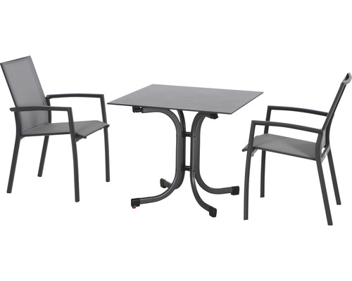 Siena Garden Velia eetset: 2 fauteuils + Sola tafel (80 x 80 cm)