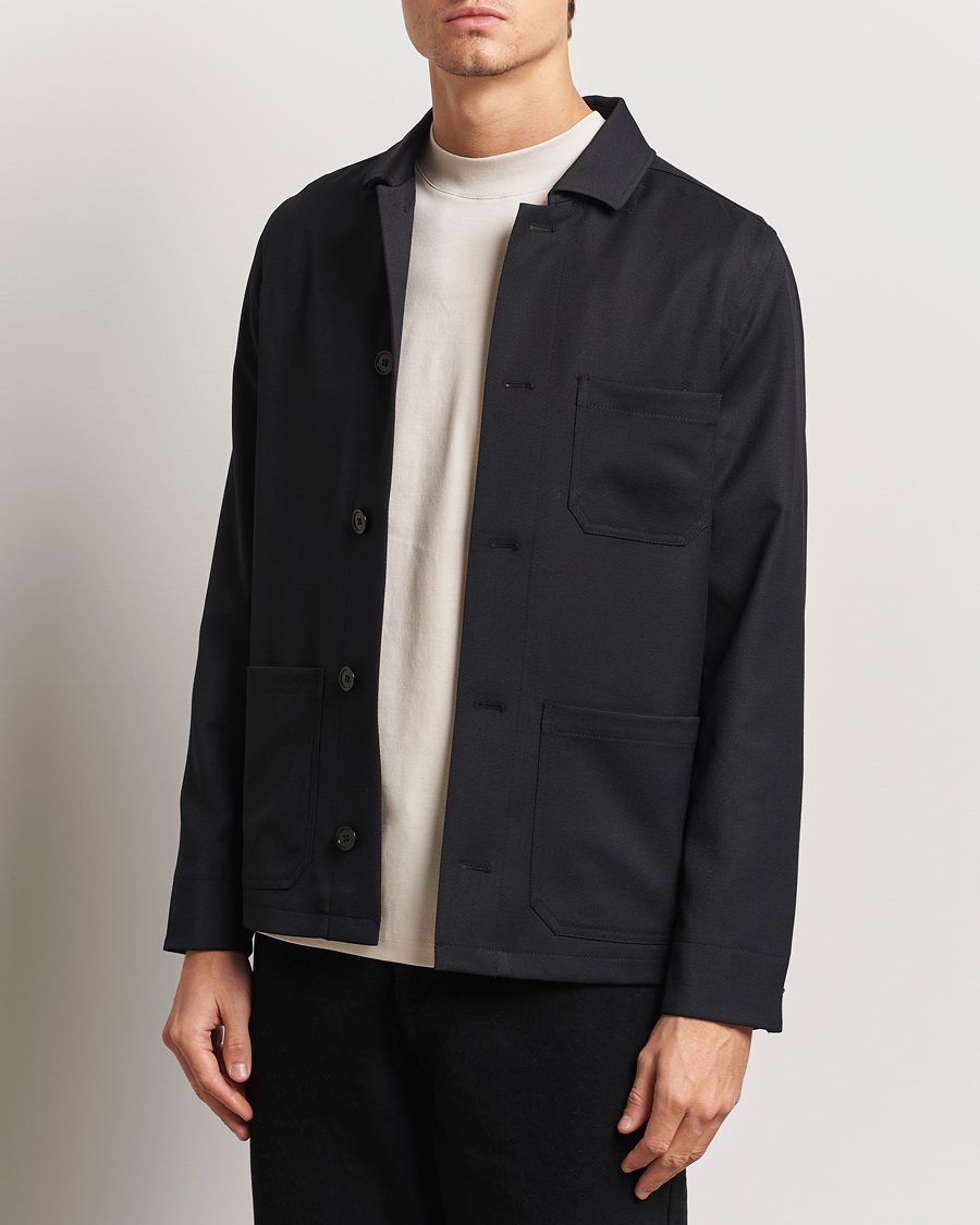 Filippa K Louis Wool Gabardine Shirt Jacket Black