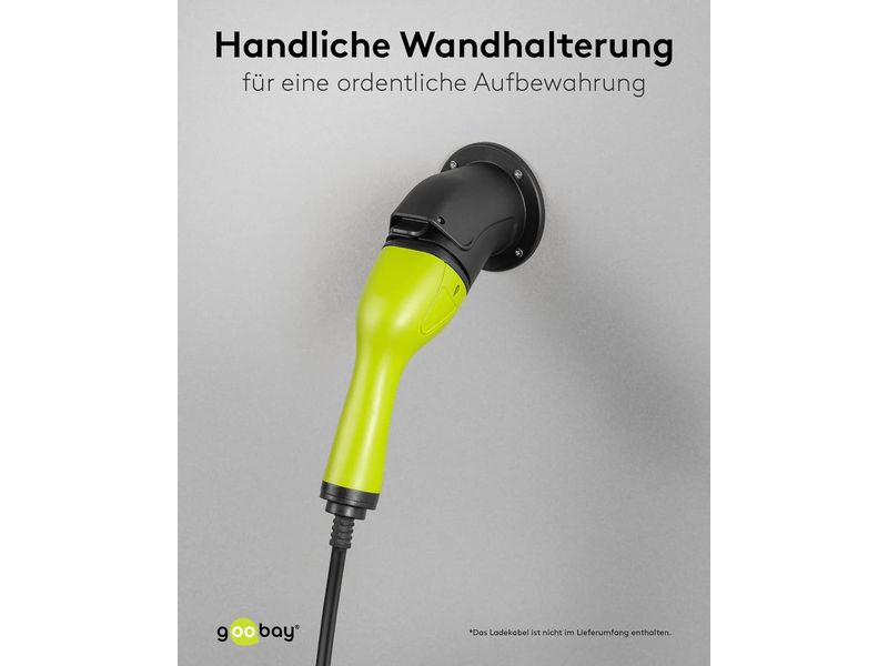 Goobay Wandhalterung abgewinkelt für Ladekabel Typ-2 Kabel-Wandhalterung für Typ-2 Elektrofahrzeug-Ladekabel