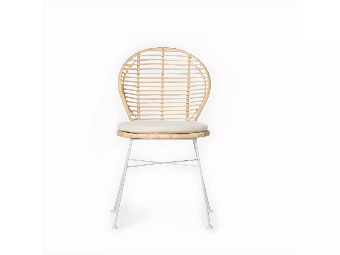 Chaise d'extérieur en fibre naturelle blanc 51x89 cm-Kala