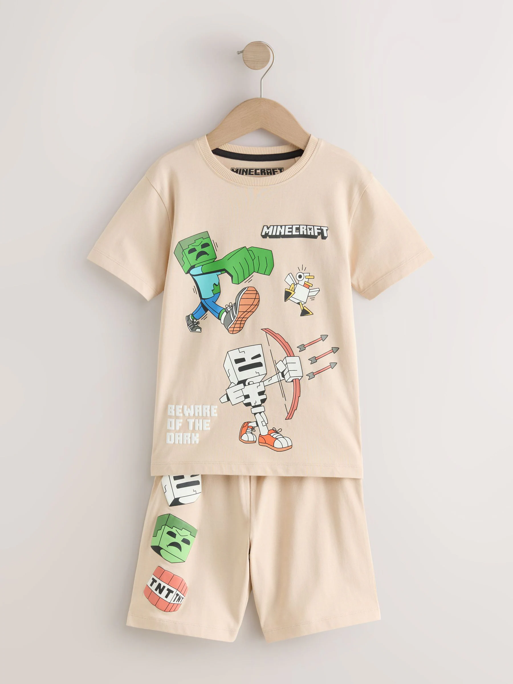 Zwart/Groen/kiezelkleurig - Minecraft 100% katoenen korte pyjama's 3 verpakking (3-16jr)
