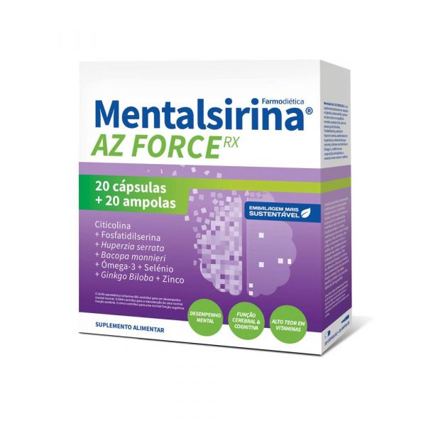 Farmodietica Mentalsirina AZ Force Rx 20 Cápsulas   20 Ampolas