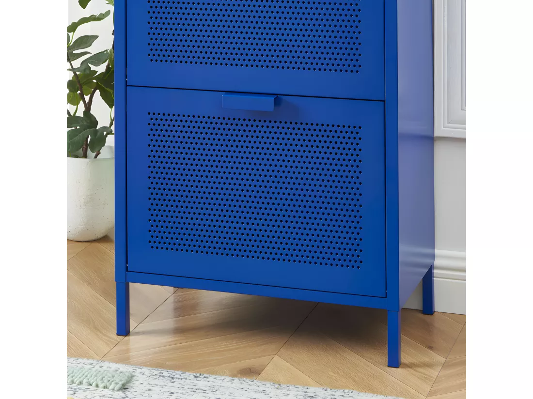Nino - Meuble à chaussures 2 portes 1 tiroir en métal PANTONE L55cm - Bleu électrique
