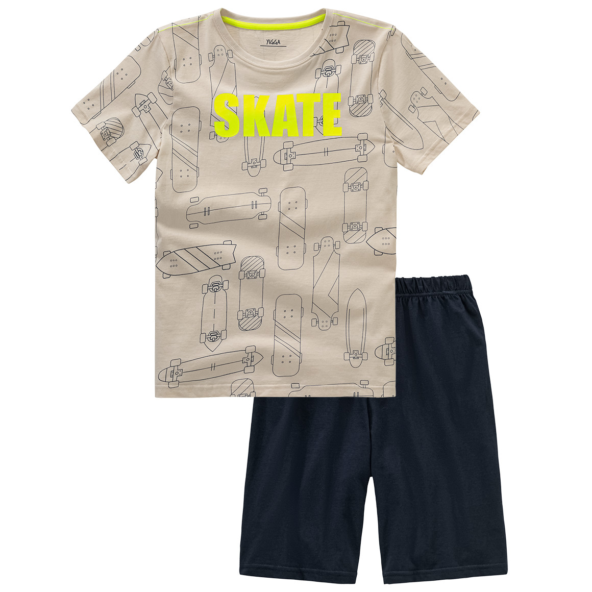 Yigga Jungen Shorty mit Skate-Print beige / dunkelblau