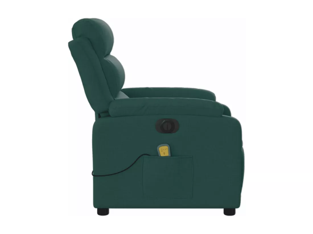 Fauteuil massant inclinable électrique Vert foncé Tissu