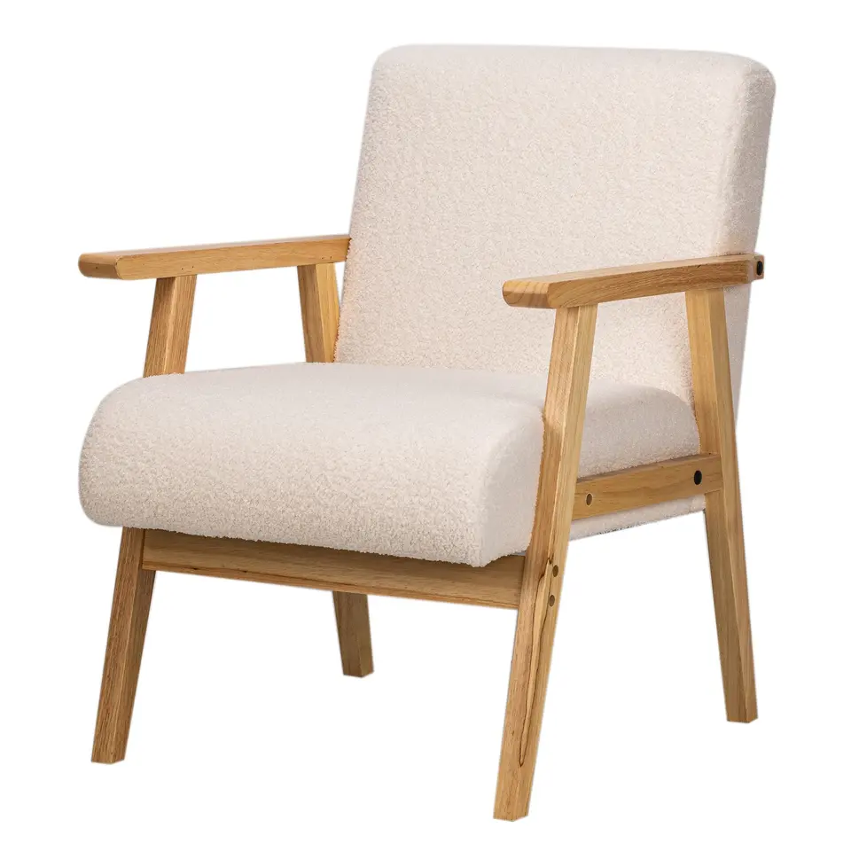 Fauteuil van massief hout en witte lussen