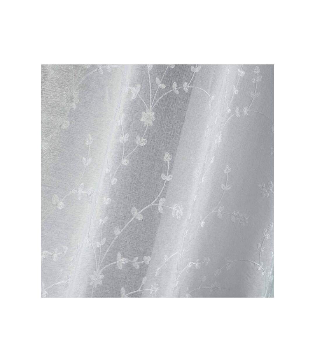 Rideau Voilage à Œillets Petite Fleur 140x240cm Blanc