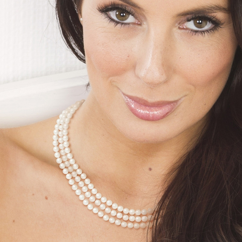 Collier Jackie Kennedy en Perles de culture Blanches et Argent 925