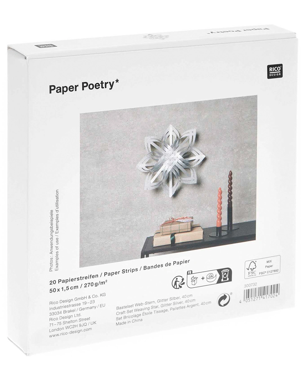 Papierbastelset WEBSTERN GLITTER M (40cm) in silber