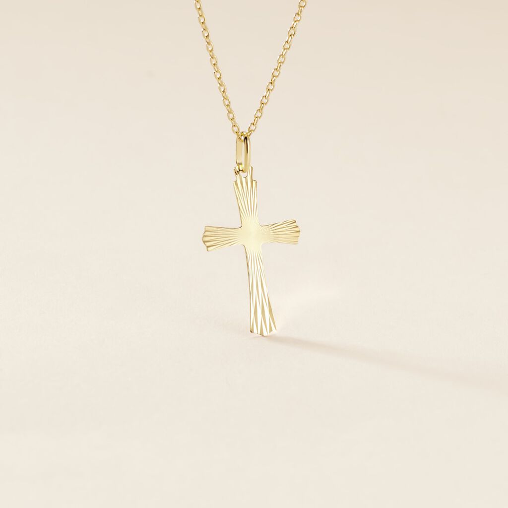 Pendentif Benny Croix Ciselee Or Jaune